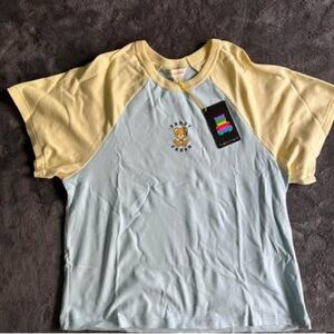 Adorable Teddy Fresh Baby Doll Tee - Yellow and Light Blue